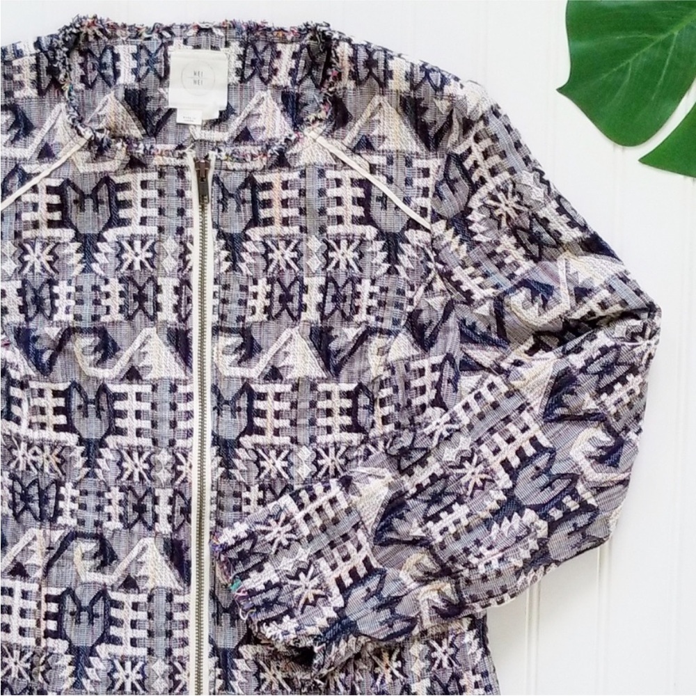 Anthropologie - Hei Hei faifo Textured Jacket in Blue & Cream - Picture 3 of 8